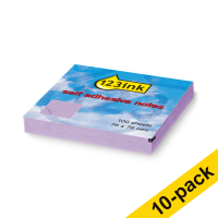 10 x 123ink lilac self-adhesive notes, 100 sheets, 76mm x 76mm