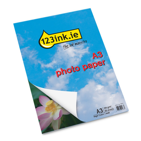 123ink.ie high colour matte photo paper, A3, 180g (20 sheets)  064163 - 1