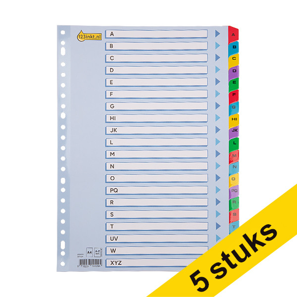 123ink A4 coloured cardboard indexes with A-Z tabs (23 holes)(5-pack)  301715 - 1