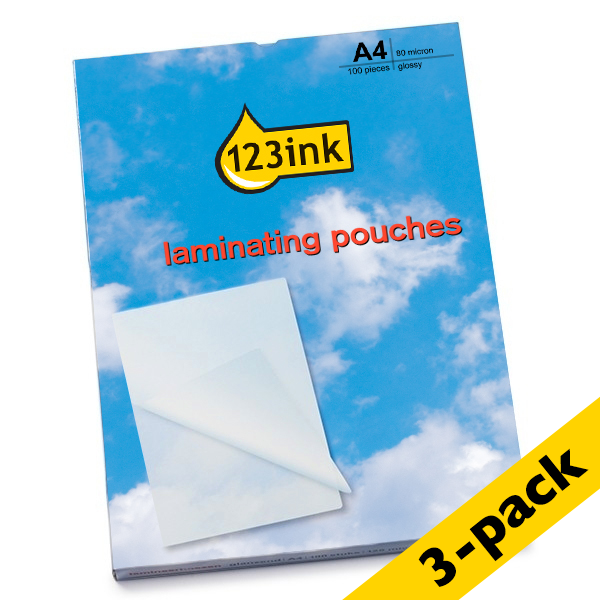 123ink A4 glossy laminating pouch, 2 x 125 micron (3 x 100-pack)  300821 - 1