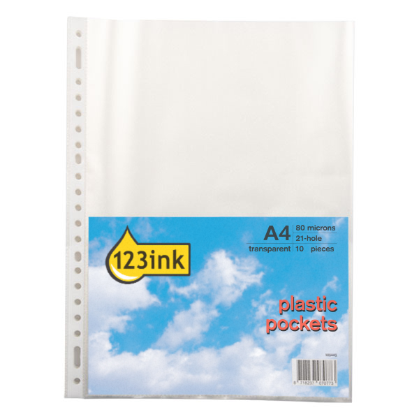 123ink A4 plastic pockets, 120 micron (10-pack) 3007348010C K-14021C 300444 - 1