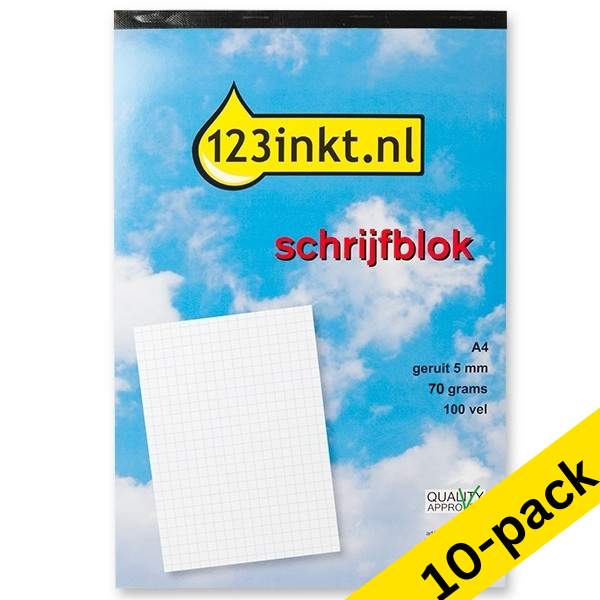 123ink A4 squared writing pad 5mm 70g, 100 sheets (10-pack)  300572 - 1