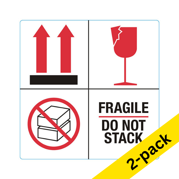 123ink 'Fragile/Do not stack' warning labels (2 x 1,000 labels)  302354 - 1