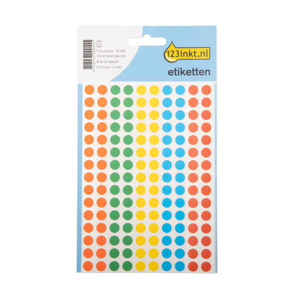 123ink assorted marking dots, Ø 8mm (450 labels) 1831C 3090C AV-PSA08MXC 301466 - 1