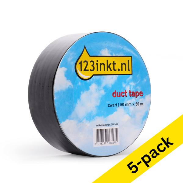 123ink black duct tape, 50mm x 50m (5-pack)  300624 - 1