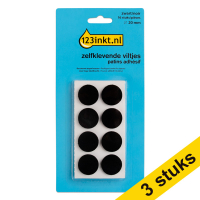 3 x 123ink black round self-adhesive felt pads, 20mm (16-pack)