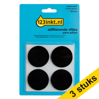 123ink black round self-adhesive felt pads, 38mm (3 x 4-pack)