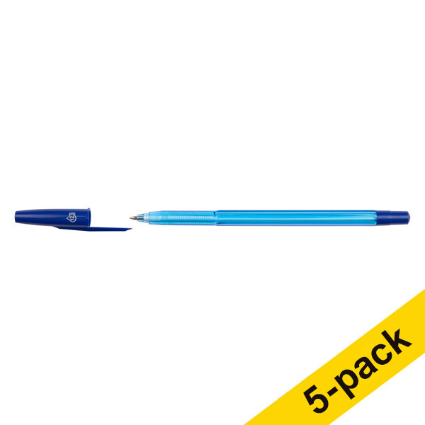 123ink blue ballpoint pen with cap (5-pack)  300976 - 1