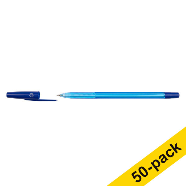 123ink blue ballpoint pen with cap (50-pack)  300979 - 1