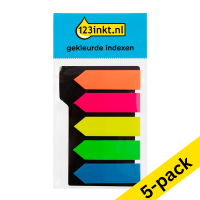 123ink coloured index arrows, 45mm x 12mm (5 x 25 tabs) (5-pack)