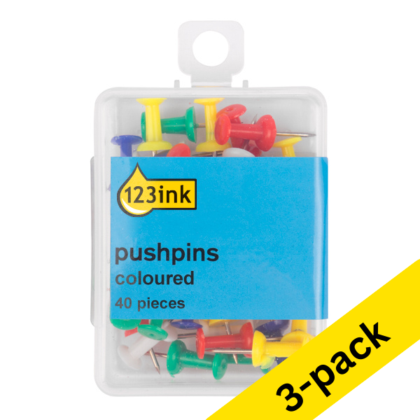 123ink coloured pushpins (3 x 40-pack)  423178 - 1