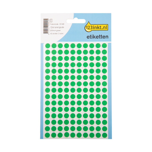 123ink green marking dots, Ø 8mm (450 labels) 1835C 1845C 3012C 3179C AV-PSA08VC 301468 - 1