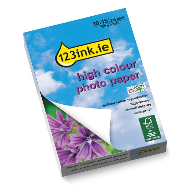 123ink high colour matte photo paper, 10x15, 230g (100 sheets)  064030 - 1