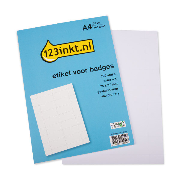 123ink label for name badges, 75mm x 37mm (280 labels) 145302C 301464 - 1