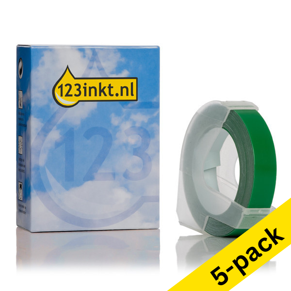 123ink letter press S0898160 white on green embossing tape (5-pack)  650771 - 1