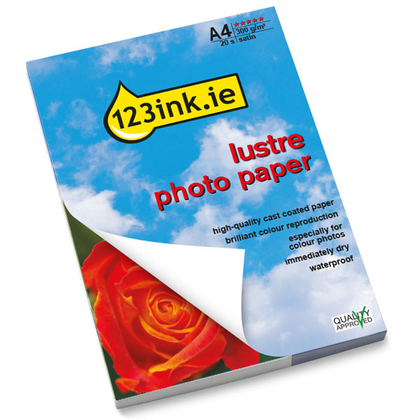 123ink lustre photo paper, A4, 300g (20 sheets)  064150 - 1