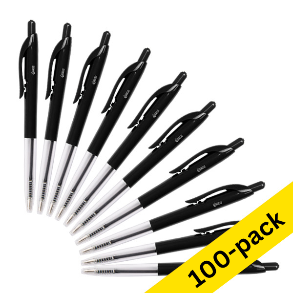 123ink medium black ballpoint pen with push button (100-pack) 942917C 302079 - 1