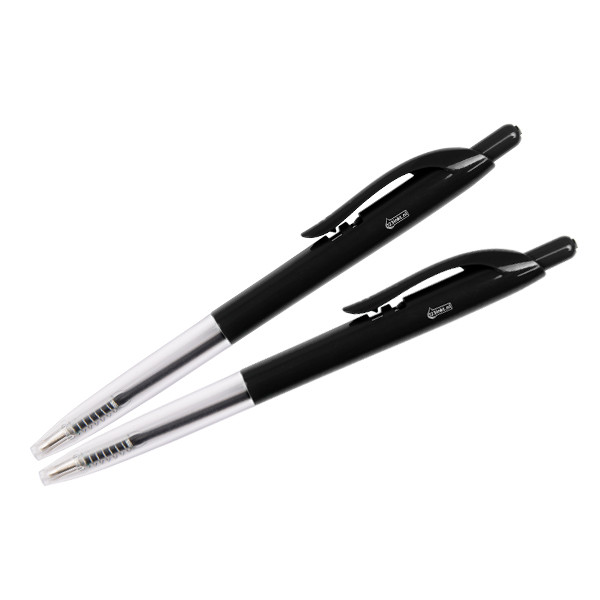 123ink medium black ballpoint pen with push button (2-pack) 12805ZC 302077 - 1