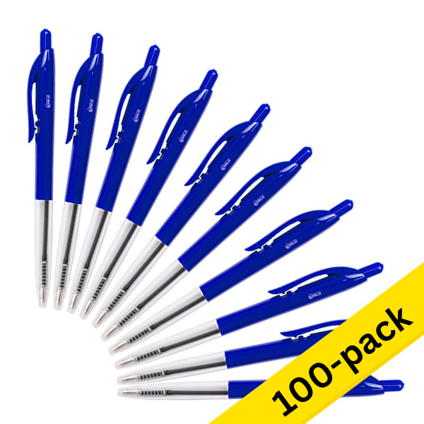 123ink medium blue ballpoint pen with push button (100-pack) 942915C 302074 - 1