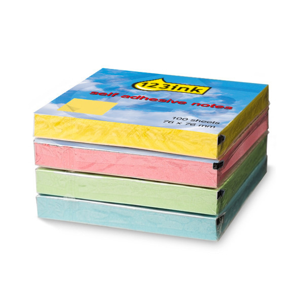 123ink multicolour adhesive notes, 400 sheets, 75mm x 75mm  300082 - 1