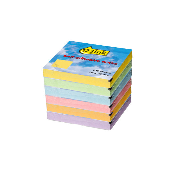 123ink multicolour adhesive notes, 600 sheets, 76mm x 76mm  300822 - 1