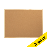 123ink notice board with wooden frame, 60cm x 80cm (3-pack)