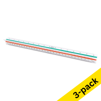 123ink plastic scale stick, 30cm (engineer) (3-pack)  302194