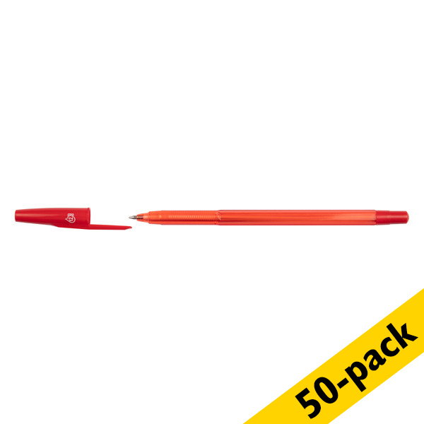 123ink red ballpoint pen with cap (50-pack)  300981 - 1