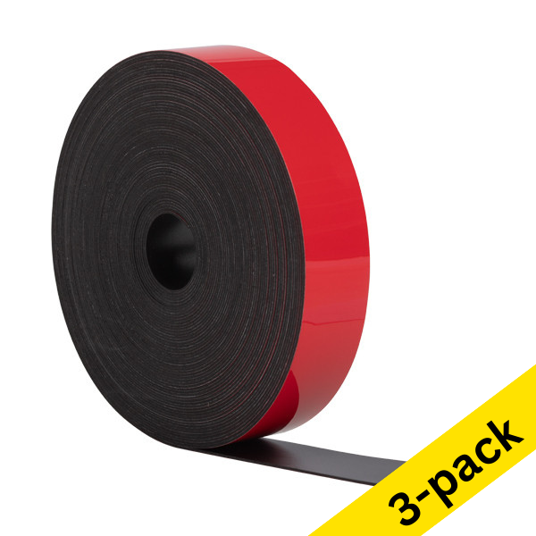 123ink red erasable magnetic label tape, 2cm x 10m (3-pack)  302140 - 1