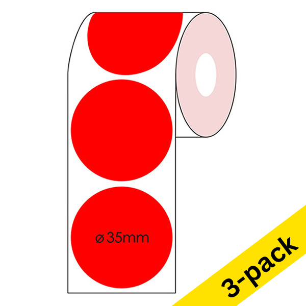 123ink red marking dots Ø 35mm (3 x 2,000 labels)  302355 - 1