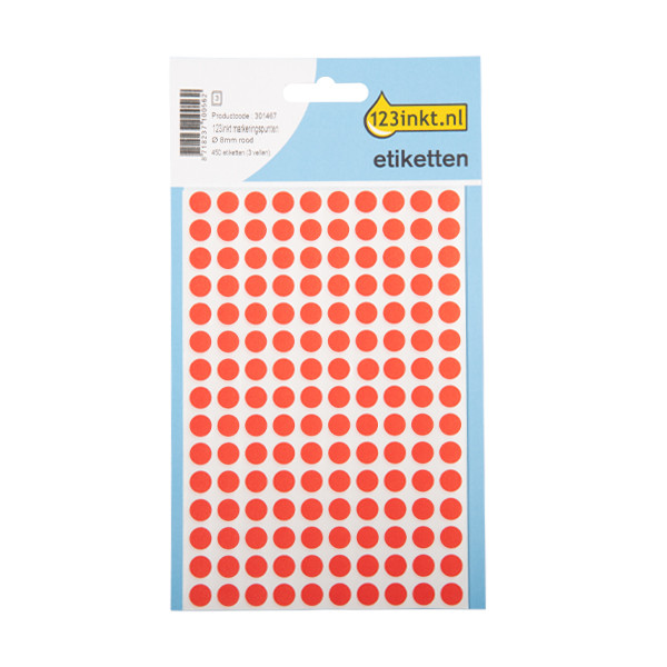 123ink red marking dots, Ø 8mm (450 labels) 1842C 3010C 3177C AV-PSA08RC 301467 - 1