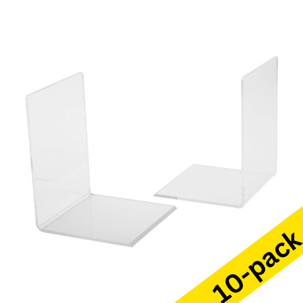 123ink transparent acrylic bookends, 10cm x 10cm x 13cm (10-pack)  301720 - 1