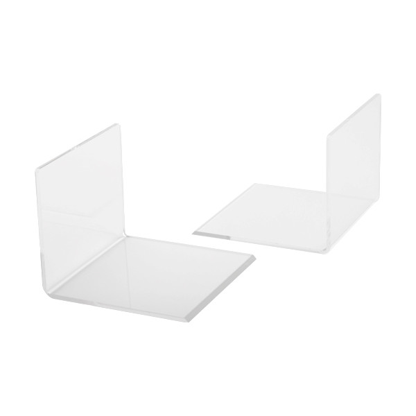 123ink transparent acrylic bookends, 10cm x 10cm x 8cm (2-pack) 3513305C 301661 - 1