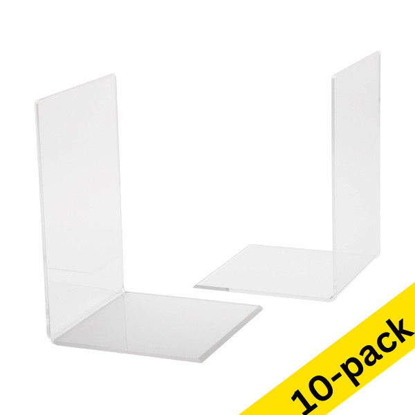 123ink transparent acrylic bookends, 12cm x 12cm x 17.5cm (10-pack)  301721 - 1