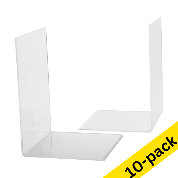 123ink transparent acrylic bookends, 16cm x 15cm x 21cm (10-pack)  301722 - 1