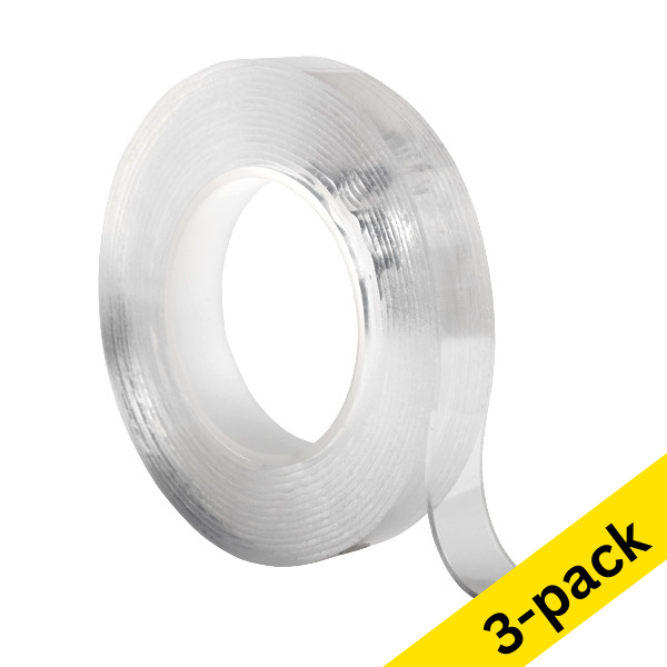 123ink transparent double-sided nano tape, 20mm x 1m (3-pack)  302157 - 1