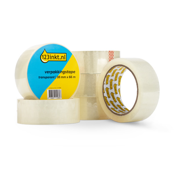 123ink transparent packing tape, 38mm x 66m (6-pack)  301988 - 1