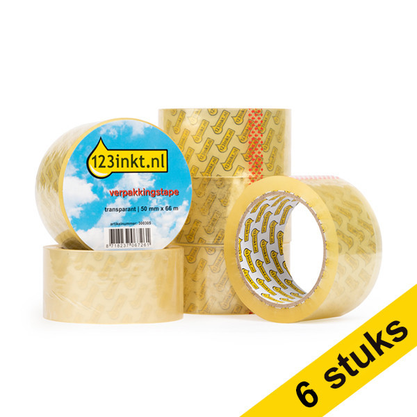 123ink transparent packing tape, 50mm x 66m (6 x 6-pack)  301382 - 1