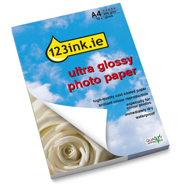 123ink ultra gloss photo paper, A4, 200g (50 sheets)  064155 - 1