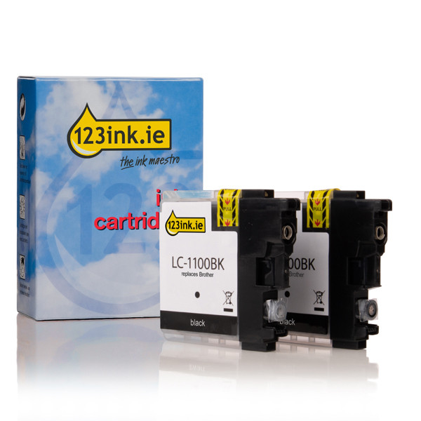 123ink version replaces Brother LC-1100BKBP2 black ink cartridge 2-pack LC-1100BKBP2C 132188 - 1