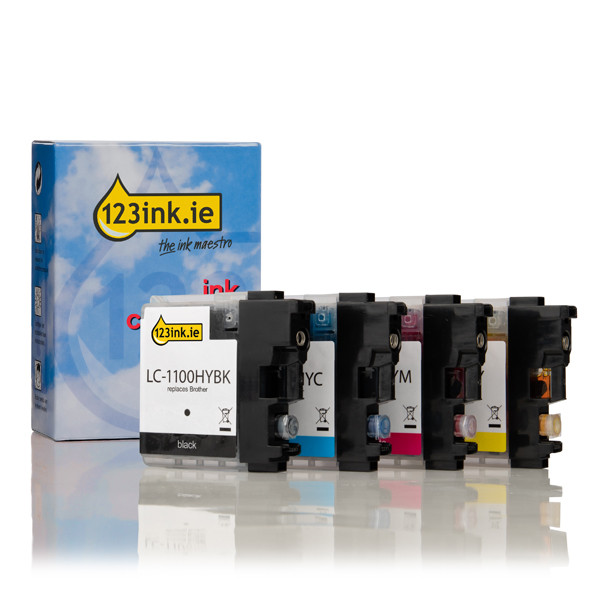 123ink version replaces Brother LC-1100HYVALBP BK/C/M/Y ink cartridge 4-pack LC1100HYVALBPC 132091 - 1