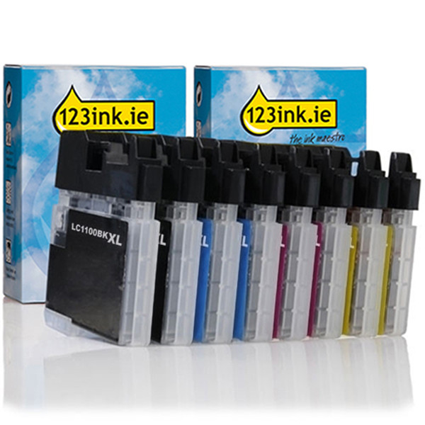 123ink version replaces Brother LC-1100XL BK/C/M/Y high capacity ink cartridge 8-pack  125947 - 1