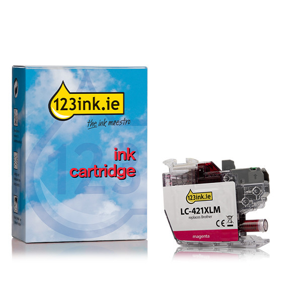 123ink version replaces Brother LC-421XLM high capacity magenta ink cartridge LC-421XLMC 160382 - 1