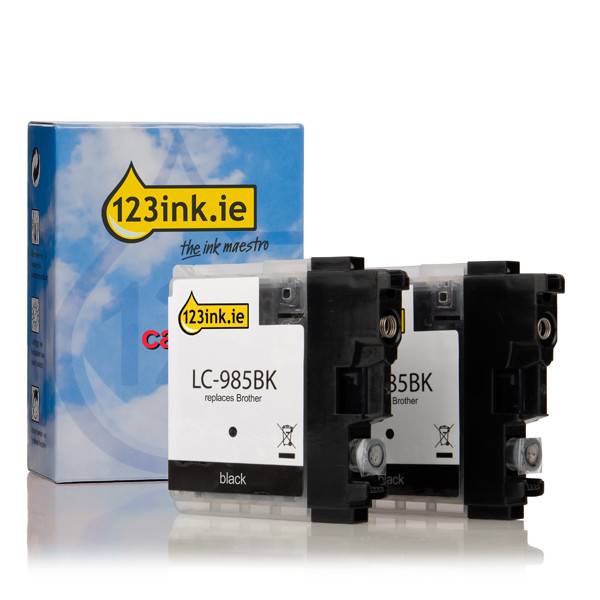 123ink version replaces Brother LC-985BK black ink cartridge 2-pack LC-985BKBP2C 132094 - 1