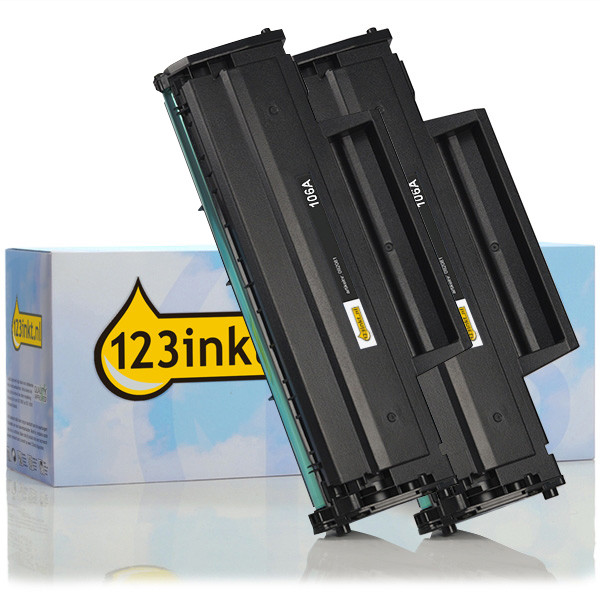 123ink version replaces HP 106A (W1106A) black toner (2-pack) W1106AC 160699 - 1