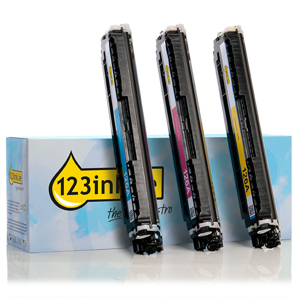 123ink version replaces HP 126A (CF341A) C/M/Y toner 3-pack CF341AC 054095 - 1