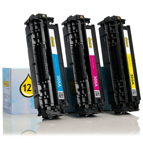 123ink version replaces HP 305A (CF370AM) C/M/Y toner 3-pack CF370AMC 054767 - 1