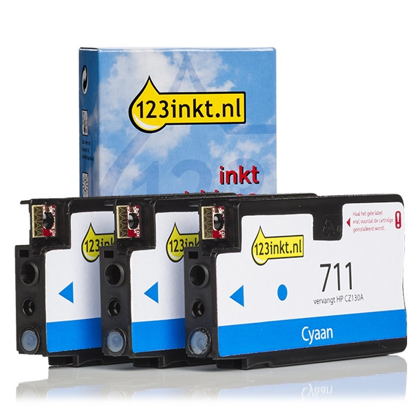 123ink version replaces HP 711 (CZ134A) cyan ink cartridge 3-pack CZ134AC 044205 - 1