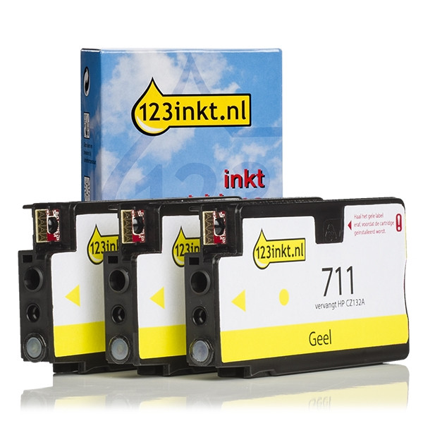 123ink version replaces HP 711 (CZ136A) yellow ink cartridge 3-pack CZ136AC 044209 - 1