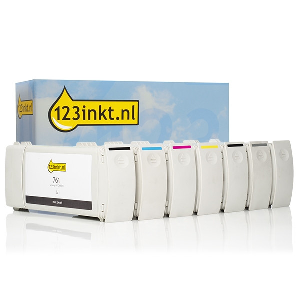 123ink version replaces HP 761 MBK/C/M/Y/G/DG ink cartridge 6-pack  160158 - 1